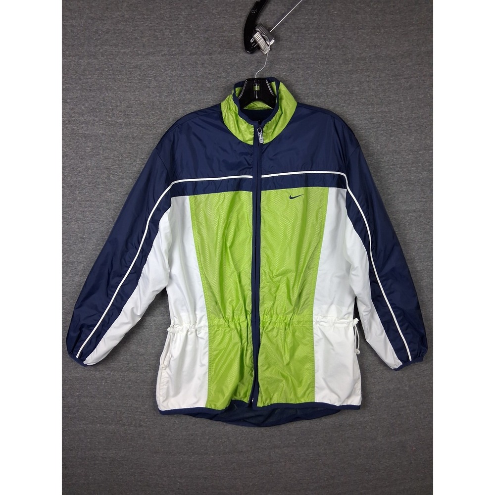Vintage Nike Womens Jacket XL Blue Green Rain Jacket Full Zip Outdoor Seattle